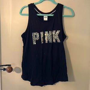 PINK Victoria Secret | Black Tank Top with Gold Sequins | S